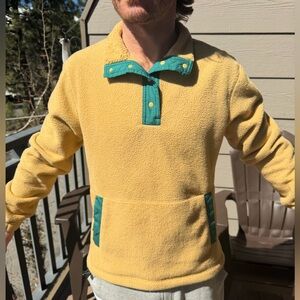 Men's Yellow Snap Fleece Pullover with Green Trim medium